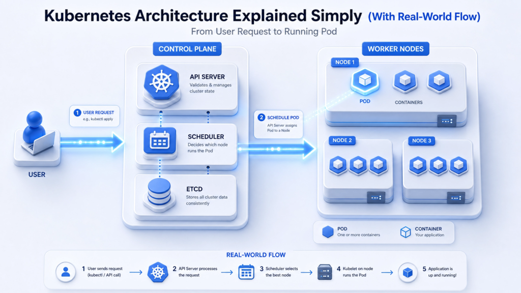 Kubernetes architecture with user request flow